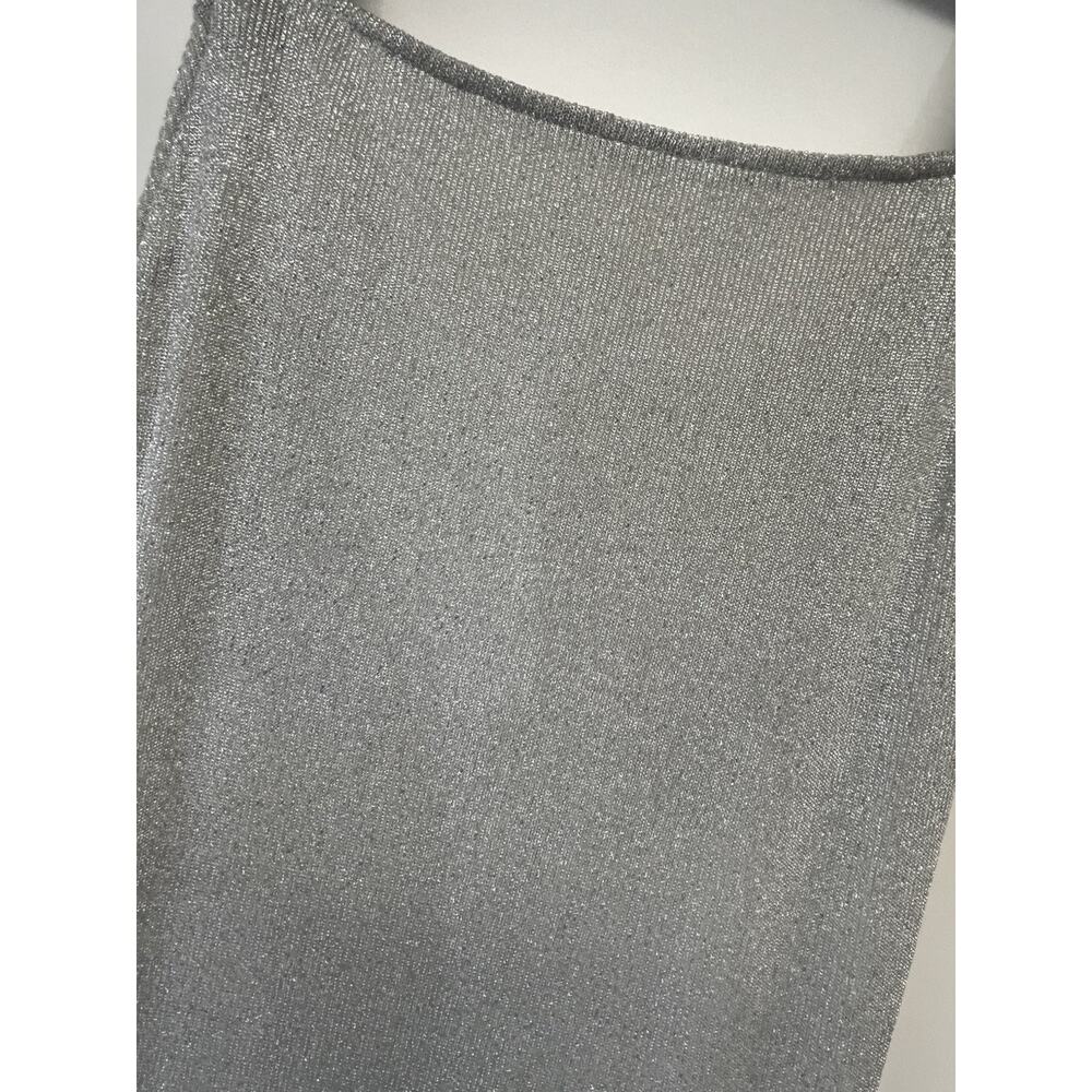 Jump Silver Metallic Sparkle Square Neck Sleevless Maxi Dress 3/4 Bodycon Y2K - Picture 3 of 8